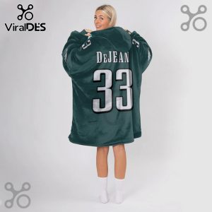 Oversized hoodie blanket featuring 'DEJEAN' and the number '33' on the back.!