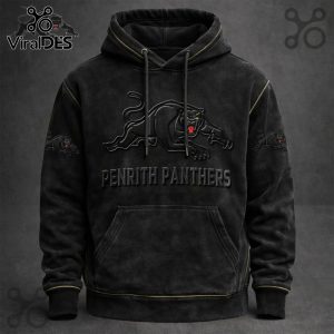 Penrith Panthers 3D Logo Distressed Black Graphic Print Hoodie