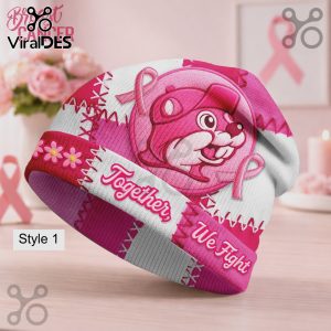 Breast Cancer Awareness Together We Fight Pink Dog Beanie Hat