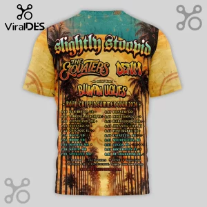 Slightly Stoopid tee, 2026 tour dates, yellow-orange-teal design, palm trees!