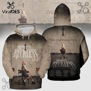 The Pretty Reckless hoodie! Dear God tour dates and album art. Rock n roll apparel, beige and black.!