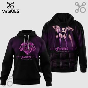 Black hoodie featuring 'Pussycat Dolls' logo and 'PCD Forever Tour' dates in purple hues!