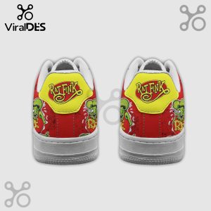Red Rat Fink sneakers! Retro cartoon design on white shoes with yellow accents!