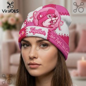 Breast Cancer Awareness Together We Fight Pink Dog Beanie Hat