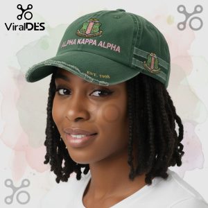 Alpha Kappa Alpha AKA Sorority Est.1908 Distressed Baseball Cap