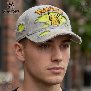 Pokemon Pikachu Distressed Design Fashion Baseball Cap