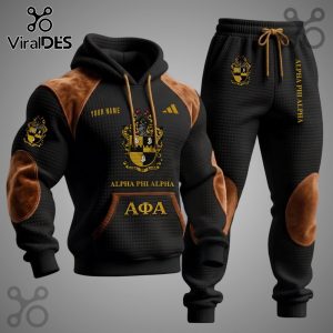 Alpha Phi Alpha inspired black hoodie and pants set with the fraternity crest and letters.!