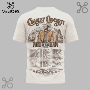 Charley Crockett Age of the Ram Tour tee! Cream shirt, brown graphics, retro concert dates listed.!