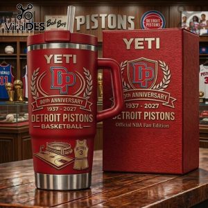 Detroit Pistons 90th Anniversary NBA Official Fan Edition Premium Tumbler