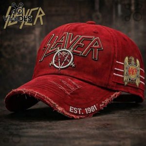 Slayer Est. 1981 Premium Distressed Red Baseball Cap