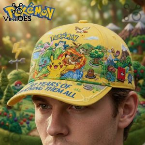 Pokémon 30th Anniversary Catching Classic Embroidered Yellow Baseball Cap