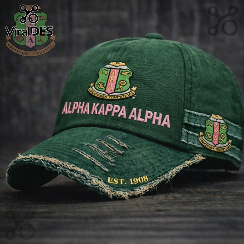 Alpha Kappa Alpha AKA Sorority Est.1908 Distressed Baseball Cap