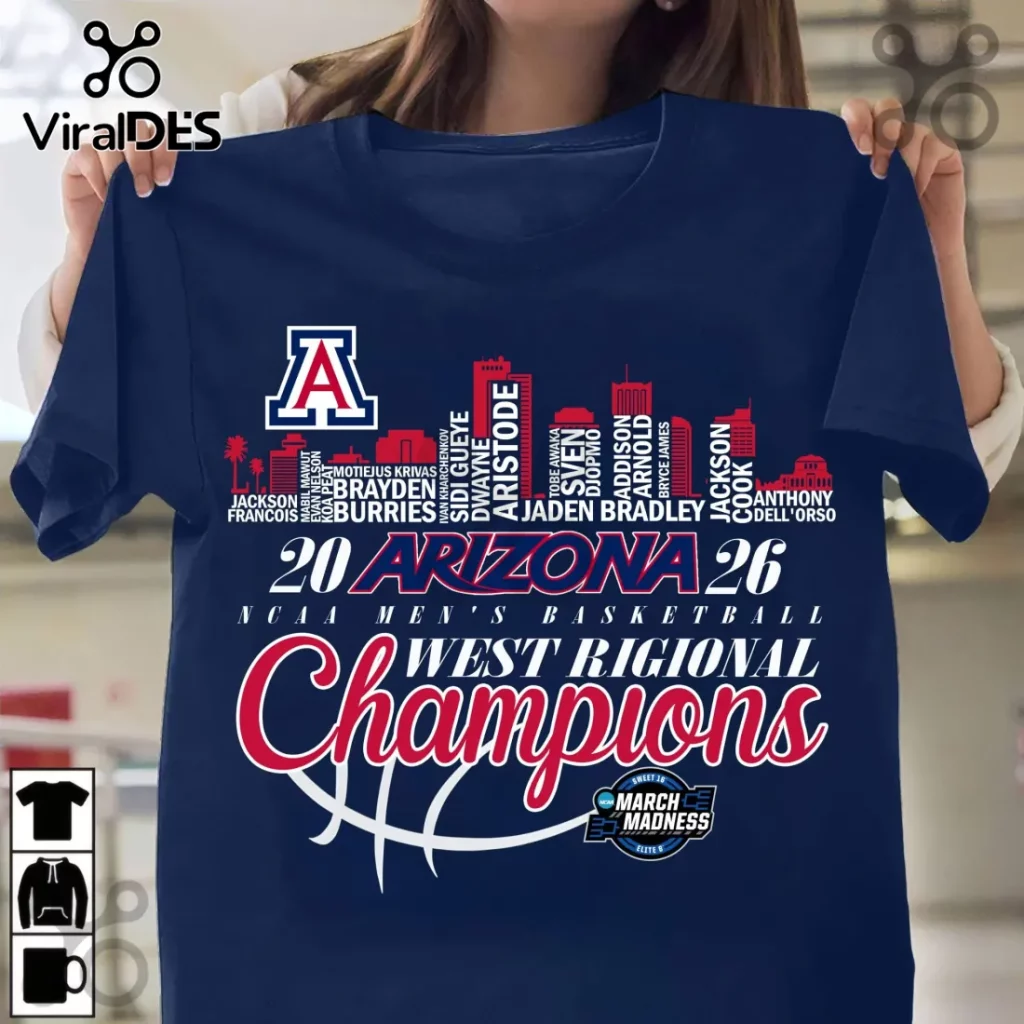 Arizona Wildcats 2026 West Regional Champions Roster T-Shirt