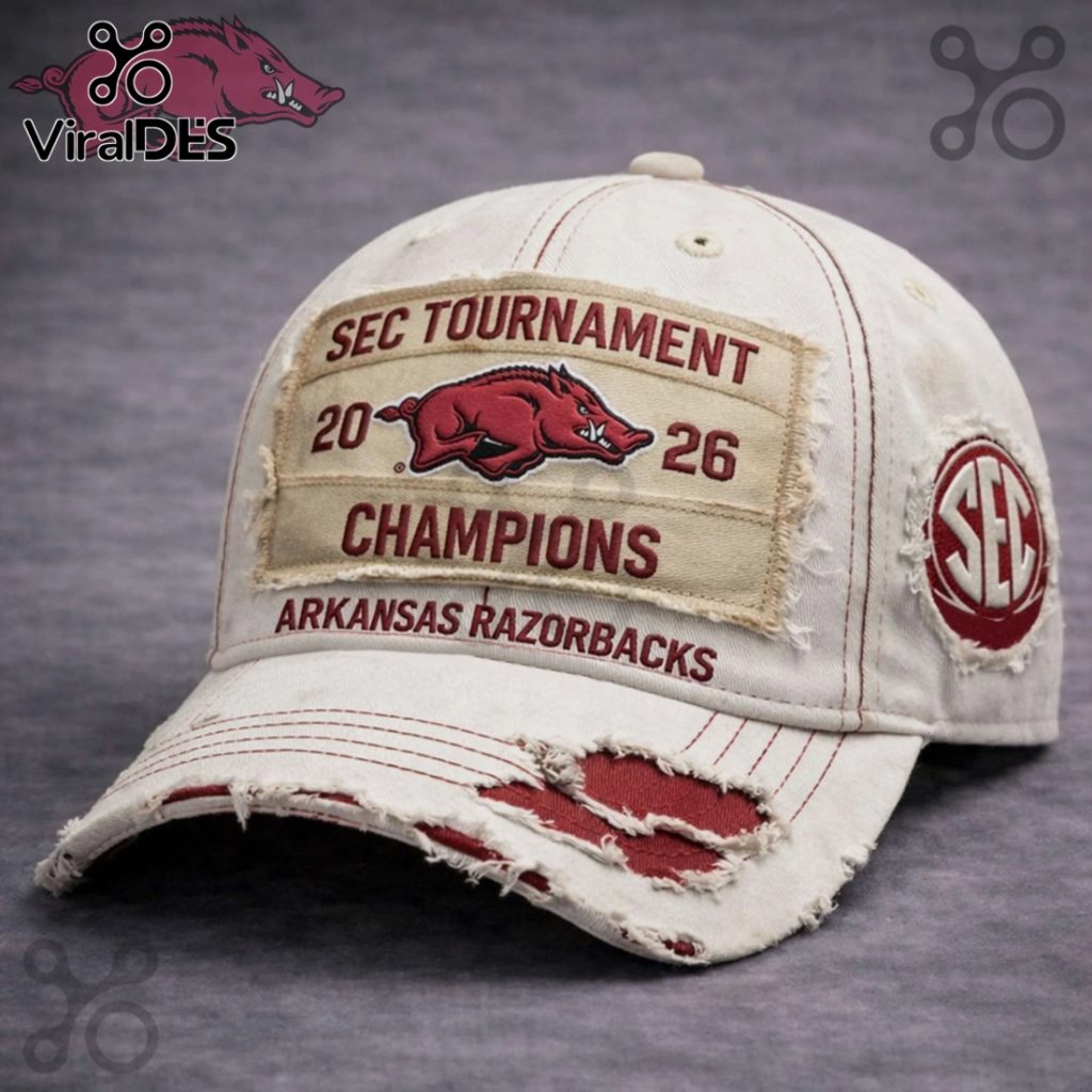 Arkansas Razorbacks SEC Tournament 2026 Champions Distressed Cap