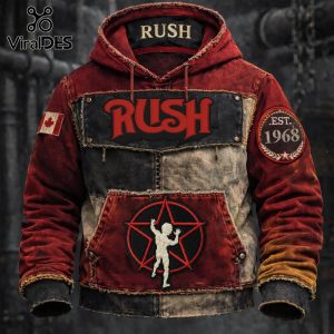 Rush Band Est. 1968 Vintage Patchwork Premium Fashion Hoodie