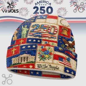 America 250th Anniversary Patriotic US Flag Commemorative Beanie Hat