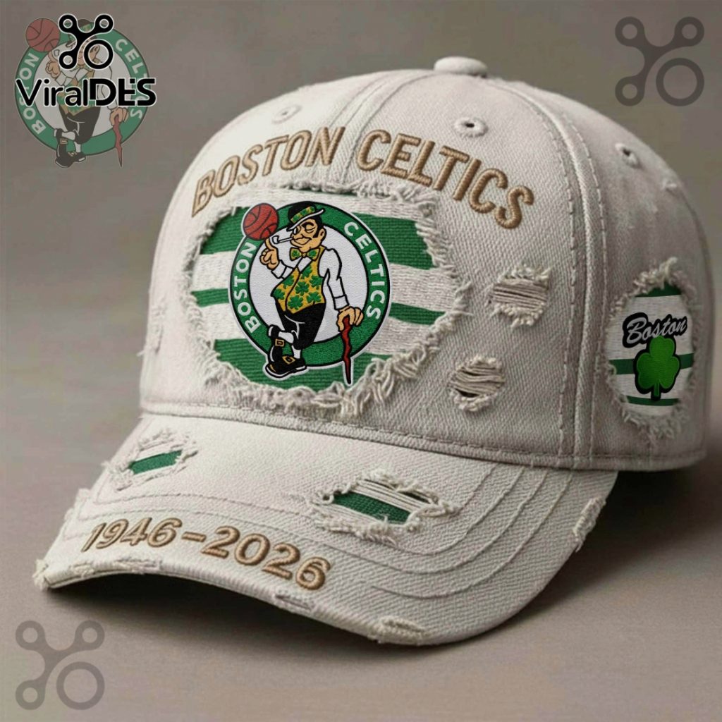 Boston Celtics 1946-2026 Anniversary Vintage Distressed Baseball Cap