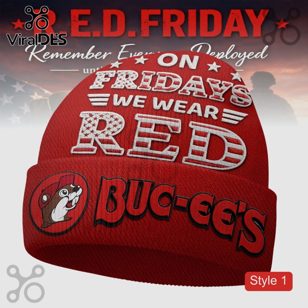 Buc-ee’s RED Friday Remember Everyone Deployed Beanie Hat