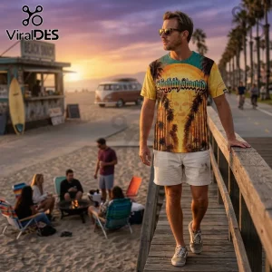 Slightly Stoopid Summer Tour Skull Palm Tree Graphic 3D T-Shirt