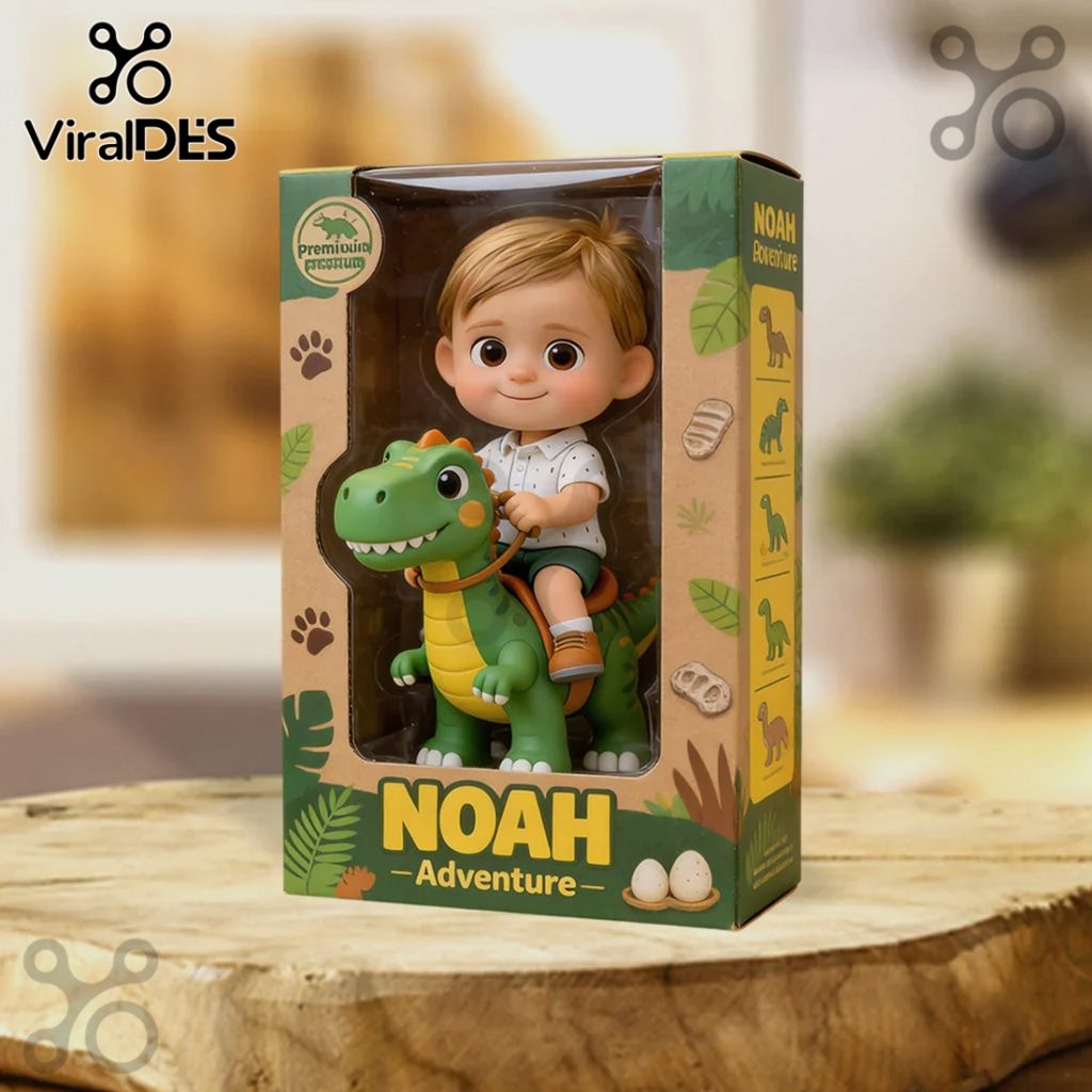 Custom Noah’s Adventure Dino Personalized Toy Action Figure Figurine