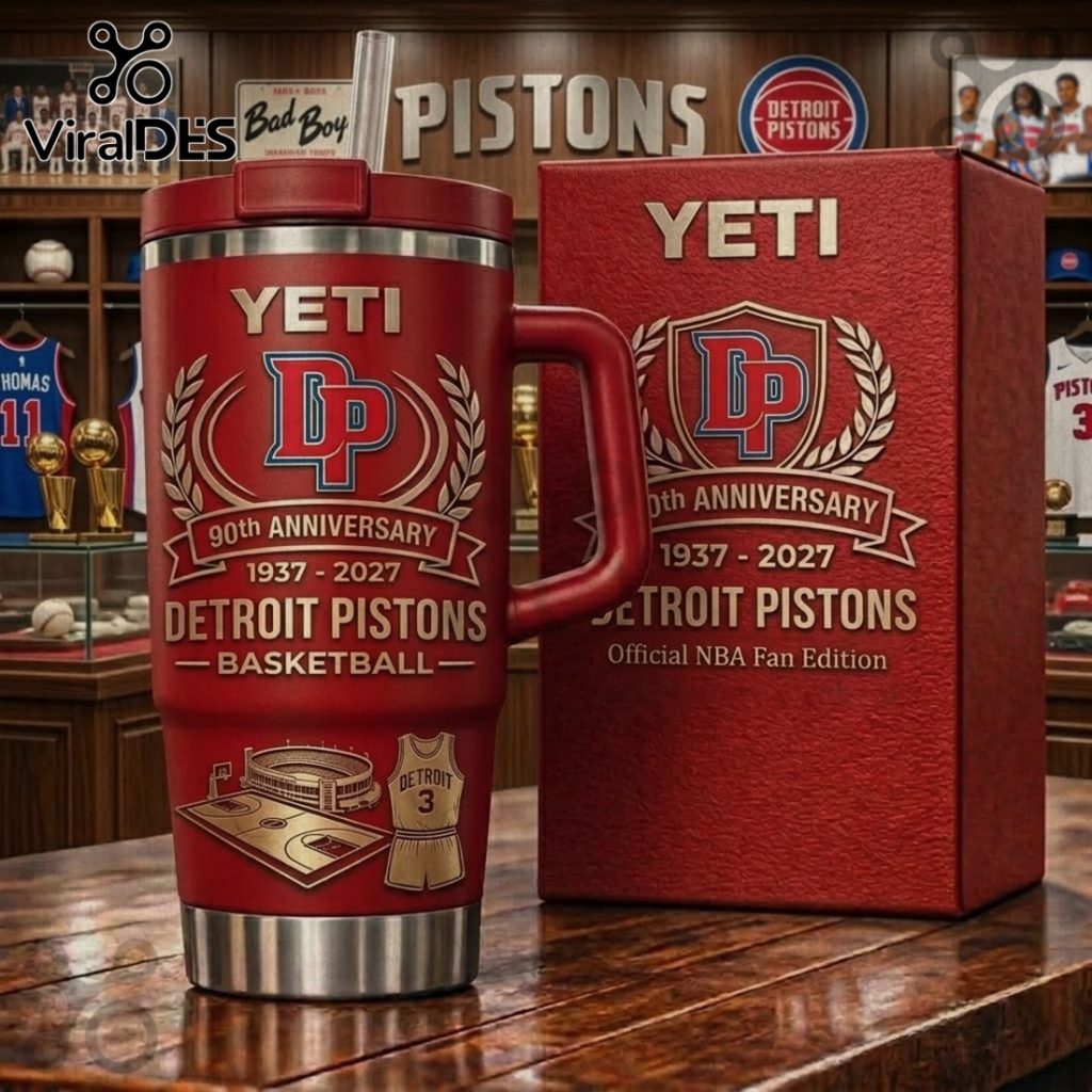 Detroit Pistons 90th Anniversary NBA Official Fan Edition Premium Tumbler