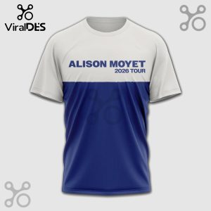 White and blue tee with 'ALISON MOYET 2026 TOUR' text! Retro design!