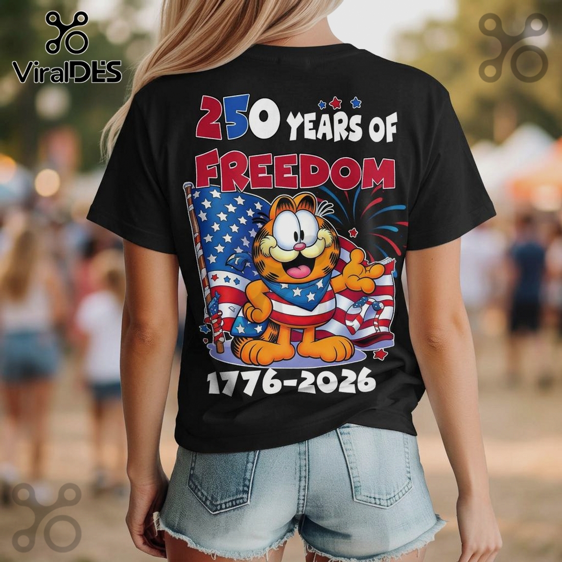 Garfield 4th of July 250th Anniversary 1776-2026 Patriotic Graphic T-Shirt Garfield 4th of July 250th Anniversary 1776-2026 Patriotic Graphic T-Shirt