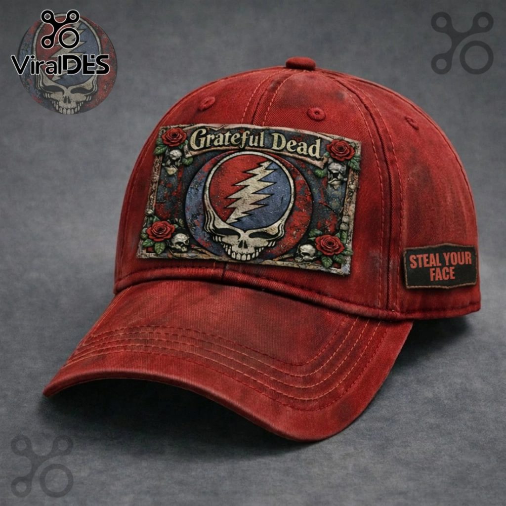 Grateful Dead Steal Your Face Patch Distressed Washed Baseball Cap