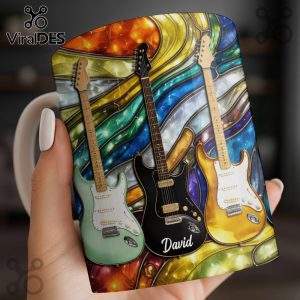 Guitar Stained Glass Personalized Name Gift Elegant Music Lover Coffee Mug