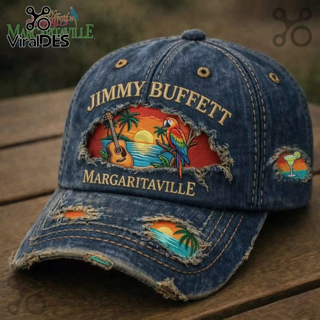 Jimmy Buffett Margaritaville Distressed Denim Novelty Baseball Cap
