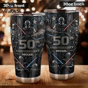 Personalized 50th Anniversary 30oz tumbler with a Star Wars theme!