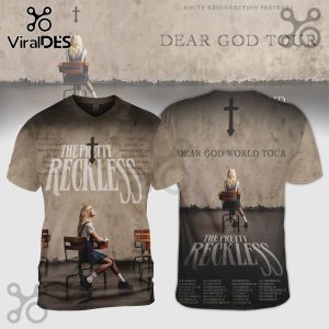 The Pretty Reckless Dear God Tour Tee: Grunge style, brown, black, white text, tour dates!