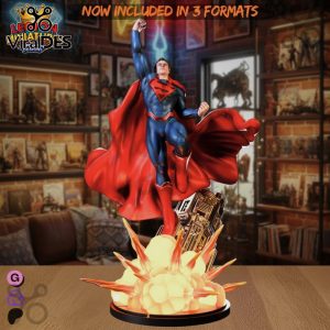 Superman figurine: red cape, blue suit. Explosion base. Now in 3 formats!