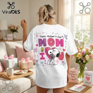Peanuts Snoopy Happy Mother’s Day Mom I Love You Floral T-Shirt