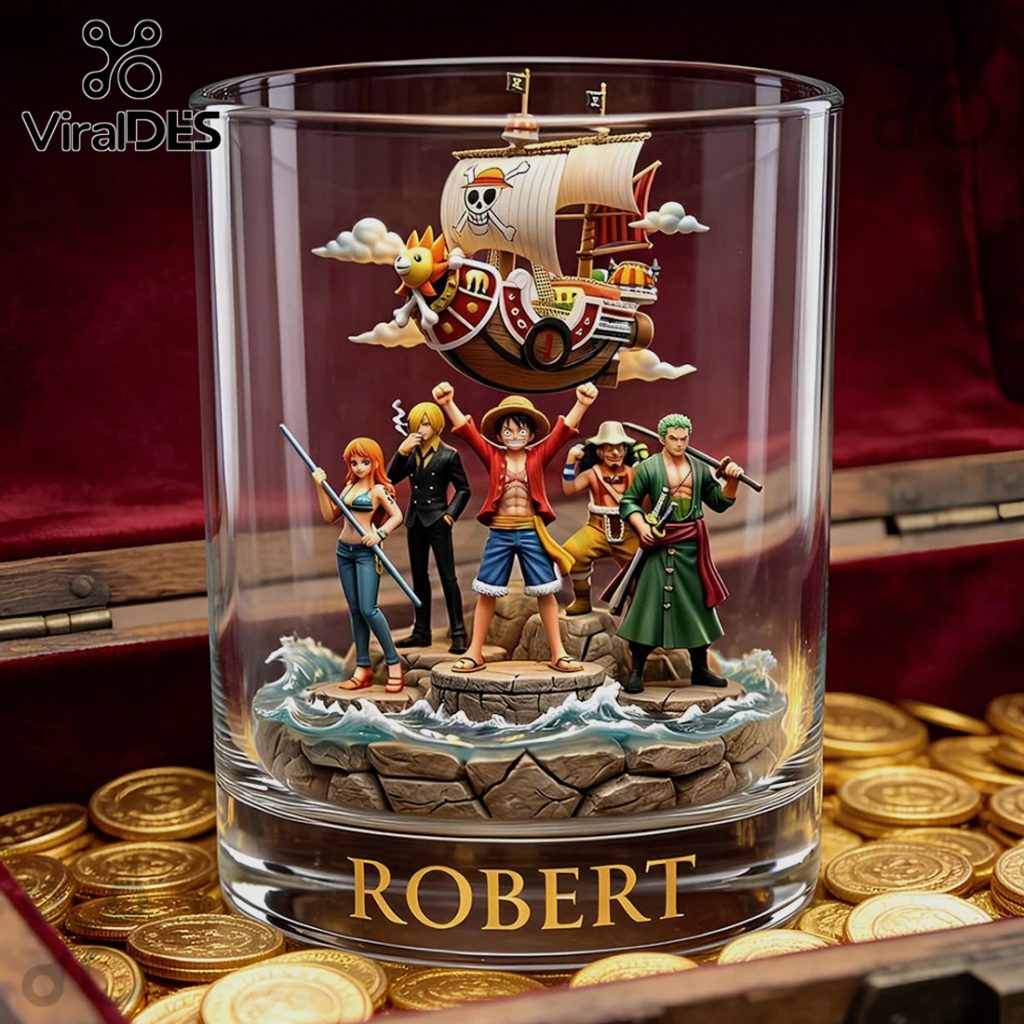 One Piece Adventure Crew Personalized 3D Whiskey Glass