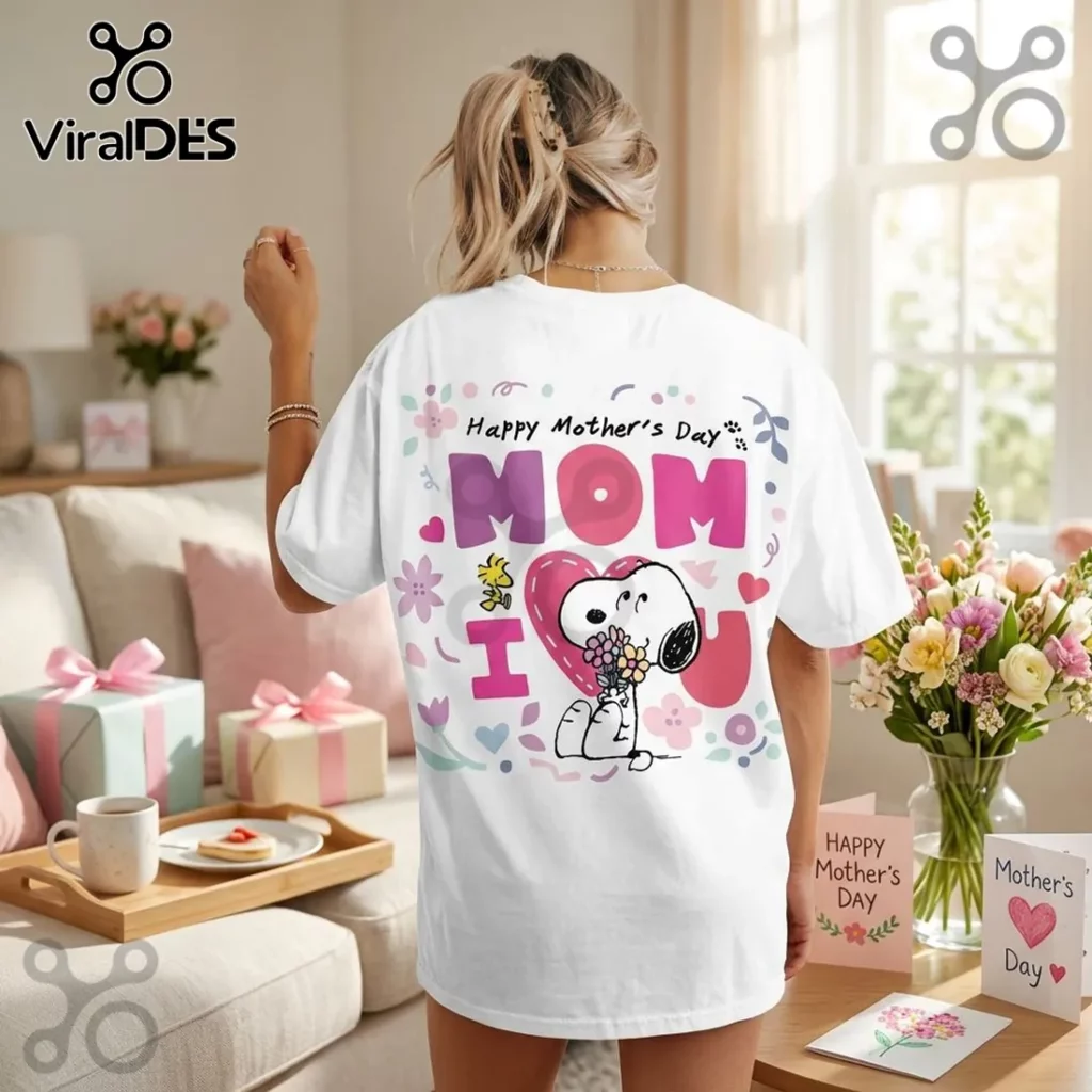Peanuts Snoopy Happy Mother’s Day Mom I Love You Floral T-Shirt
