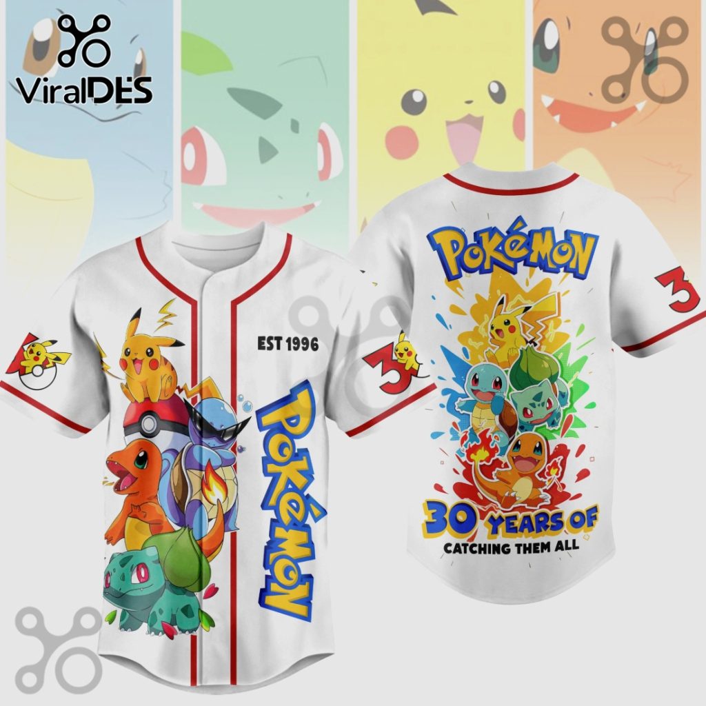 Pokemon 30th Anniversary Catch Them Baseball Jersey