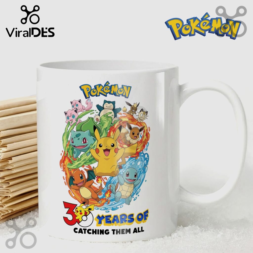 Pokemon 30th Anniversary Catching Them All Graphic Novelty Coffee Mug