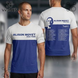 White & blue Alison Moyet tour tee! Concert dates on the back. Retro music vibe!