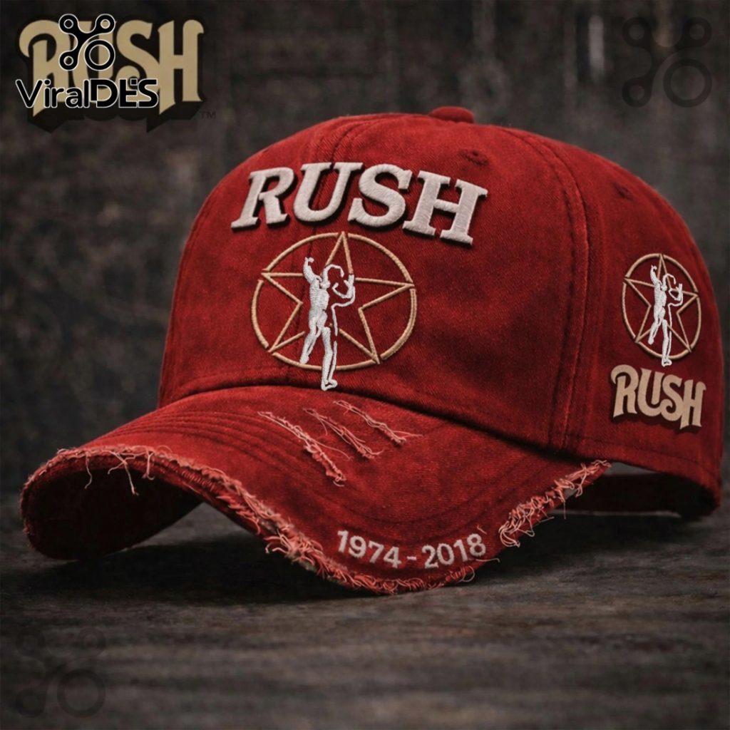 Rush Band 1974-2018 Anniversary Distressed Embroidered Baseball Cap