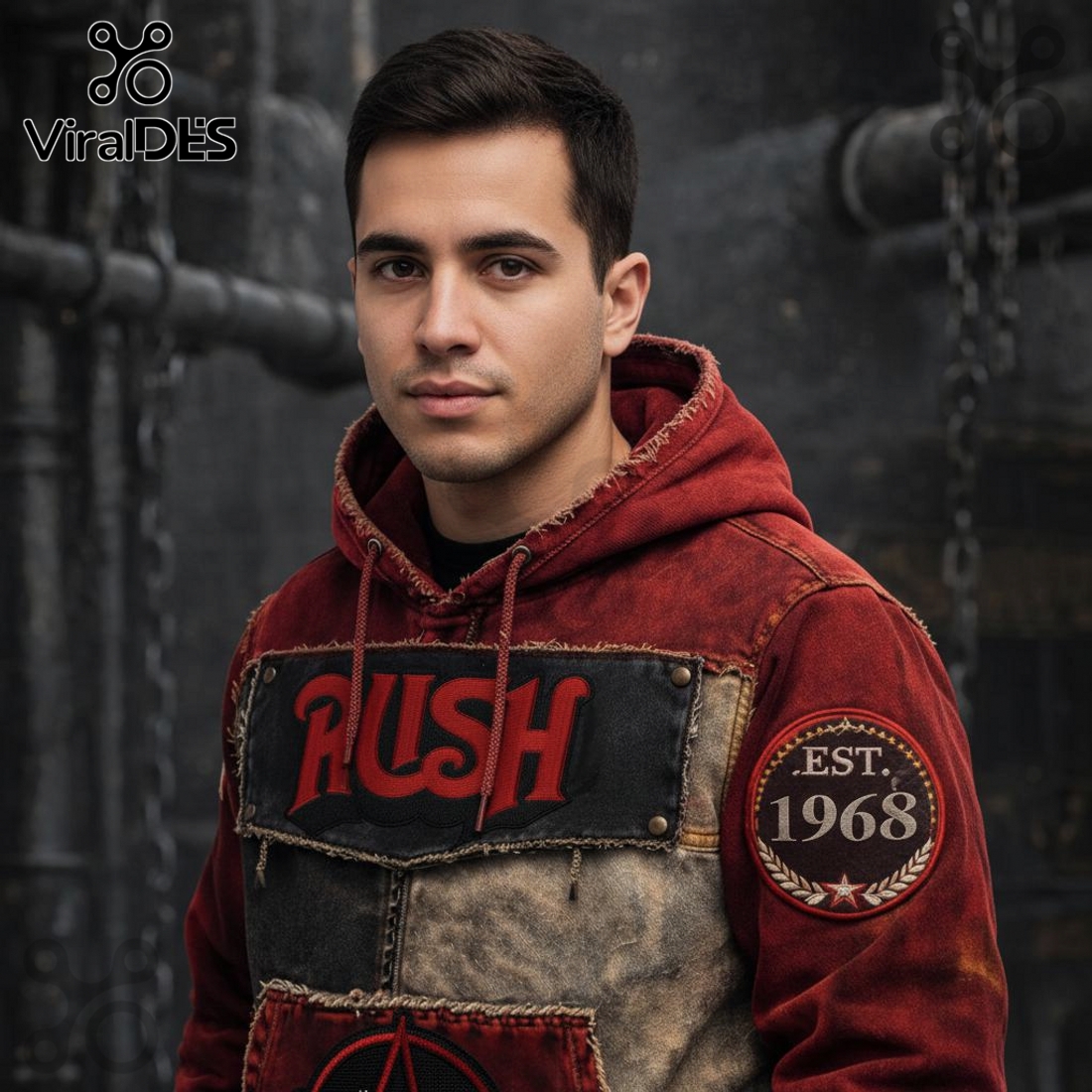 Rush Band Est. 1968 Vintage Patchwork Premium Fashion Hoodie Rush Band Est. 1968 Vintage Patchwork Premium Fashion Hoodie