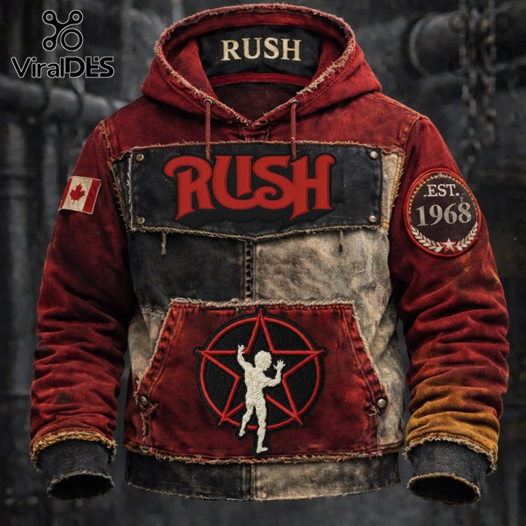 Rush Band Est. 1968 Vintage Patchwork Premium Fashion Hoodie Rush Band Est. 1968 Vintage Patchwork Premium Fashion Hoodie