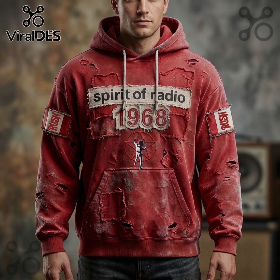 Rush Band Spirit of Radio 1968 Vintage Distressed Graphic Hoodie Rush Band Spirit of Radio 1968 Vintage Distressed Graphic Hoodie