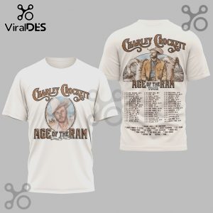 Charley Crockett Age of the Ram Tour tee! Cowboy graphic in retro style, tour dates listed. Cream color tee.!
