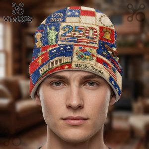 America 250th Anniversary Patriotic US Flag Commemorative Beanie Hat