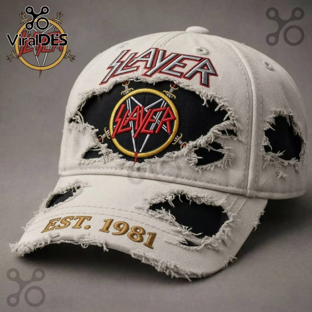Slayer Heavy Metal Distressed Logo Premium Rock Band Baseball Cap