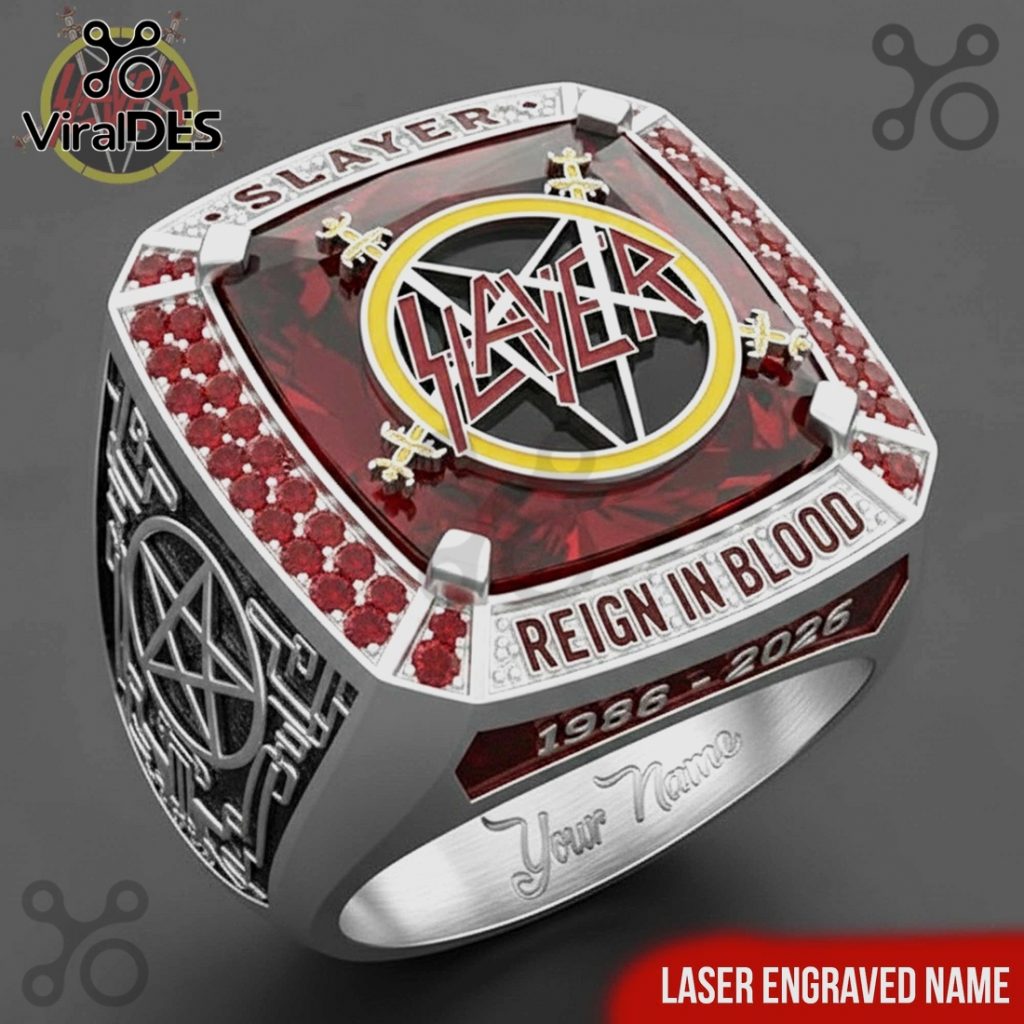 Slayer Reign in Blood Anniversary Ruby Gemstone Silver Ring