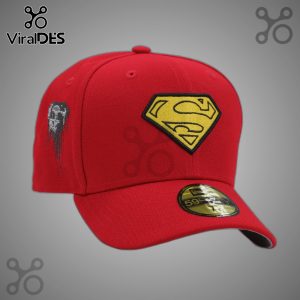 Red baseball cap, Superman logo in yellow/black, skull dripping gray ink on side, 59FIFTY label! DC Comics style!
