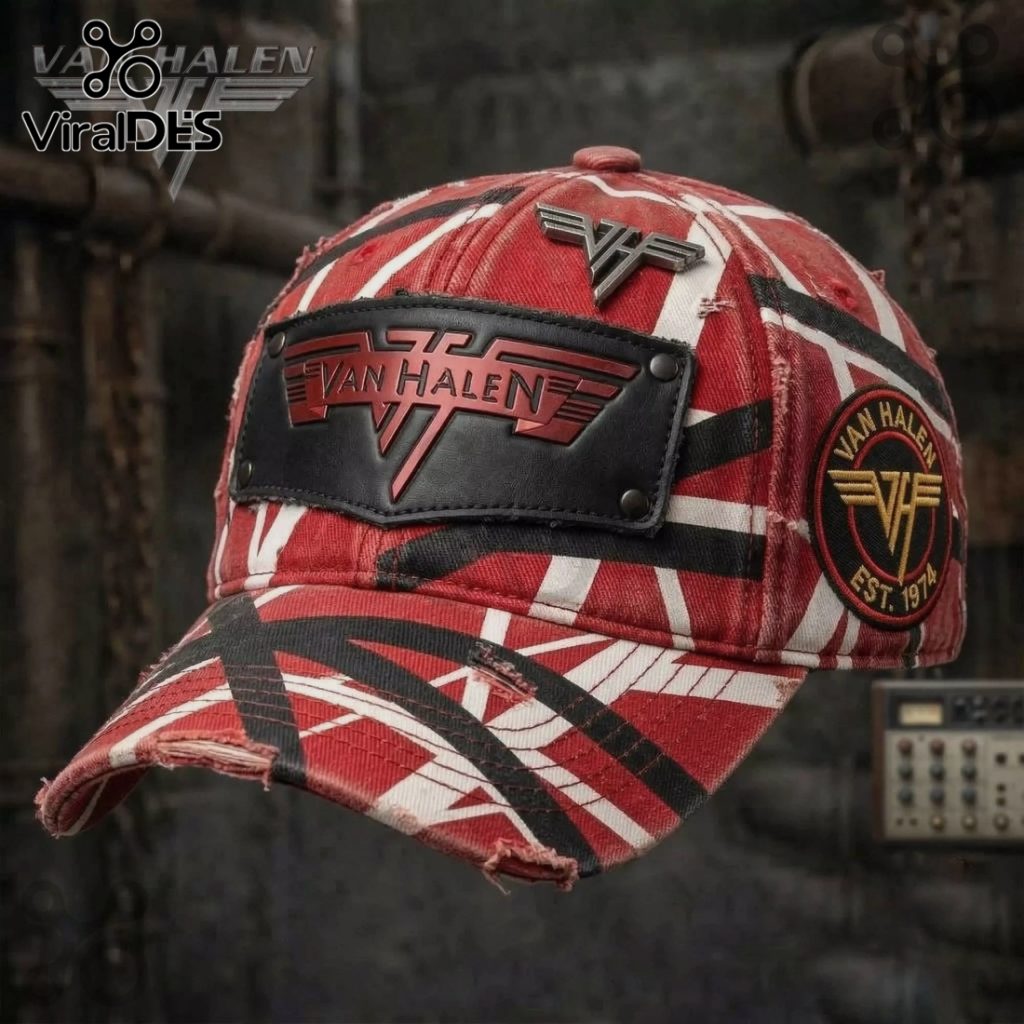 Van Halen Distressed Stripe Premium Rock Band Baseball Cap