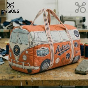 Houston Astros Retro Quilted Bus Design Sports Fan Travel Duffle Bag